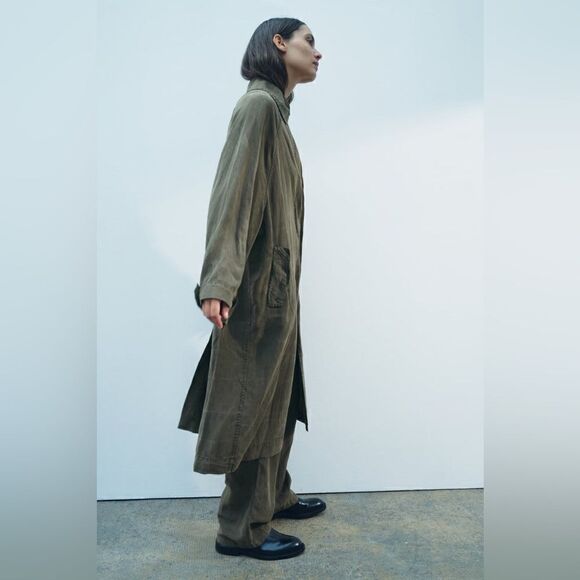 ZARA ZW COLLECTION WASHED LYOCELL TRENCH - Picture 15 of 16